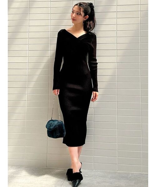 RESEXXY（リゼクシー）の「フロントクロスニットワンピース（ワンピース・レディース・ブラック/ホワイト/ベージュ・SMALL/MEDIUM）」の16枚目の写真