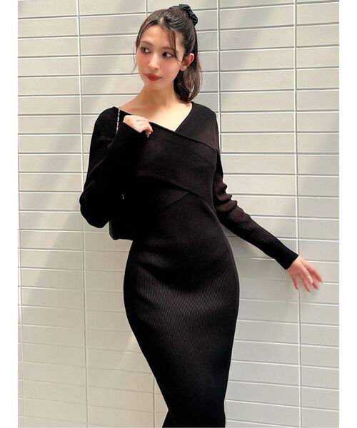 RESEXXY（リゼクシー）の「フロントクロスニットワンピース（ワンピース・レディース・ブラック/ホワイト/ベージュ・SMALL/MEDIUM）」の17枚目の写真