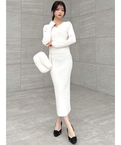 RESEXXY（リゼクシー）の「フロントクロスニットワンピース（ワンピース・レディース・ブラック/ホワイト/ベージュ・SMALL/MEDIUM）」の19枚目の写真