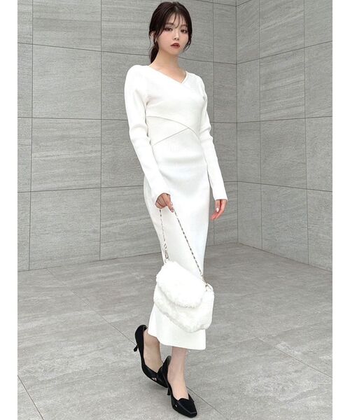 RESEXXY（リゼクシー）の「フロントクロスニットワンピース（ワンピース・レディース・ブラック/ホワイト/ベージュ・SMALL/MEDIUM）」の20枚目の写真