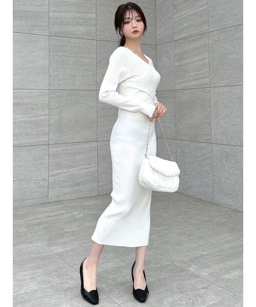 RESEXXY（リゼクシー）の「フロントクロスニットワンピース（ワンピース・レディース・ブラック/ホワイト/ベージュ・SMALL/MEDIUM）」の21枚目の写真