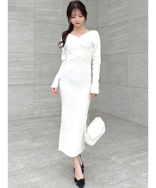 RESEXXY（リゼクシー）の「フロントクロスニットワンピース（ワンピース・レディース・ブラック/ホワイト/ベージュ・SMALL/MEDIUM）」の22枚目の写真