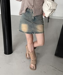 by muni:r | ウォッシングミニデニムスカート(デニムスカート)