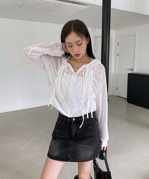 by muni:r（バイ ムニール）の「ウォッシングミニデニムスカート（デニムスカート・レディース・ブラック/ブルー・SMALL/MEDIUM）」の11枚目の写真