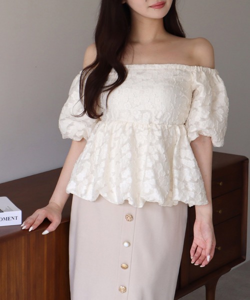 【セール】バルーンジャガードブラウス（シャツ/ブラウス）｜ROYAL PARTY（ロイヤルパーティー）