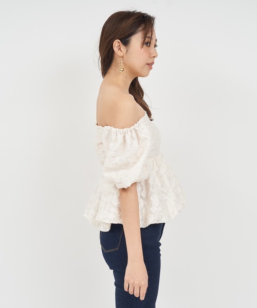 ROYAL PARTY（ロイヤルパーティー）の「バルーンジャガードブラウス（シャツ/ブラウス・レディース・ブラック/ベージュ/グリーン・FREE）」の12枚目の写真