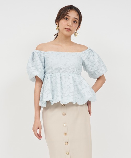 ROYAL PARTY（ロイヤルパーティー）の「バルーンジャガードブラウス（シャツ/ブラウス・レディース・ブラック/ベージュ/グリーン・FREE）」の7枚目の写真