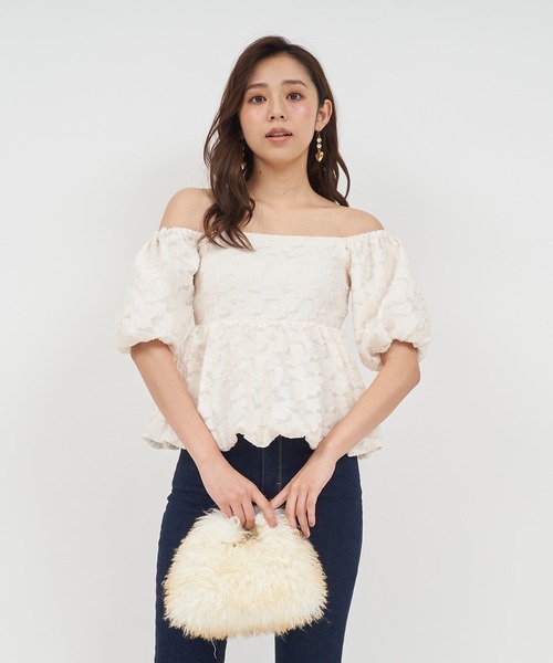 ROYAL PARTY（ロイヤルパーティー）の「バルーンジャガードブラウス（シャツ/ブラウス・レディース・ブラック/ベージュ/グリーン・FREE）」の9枚目の写真