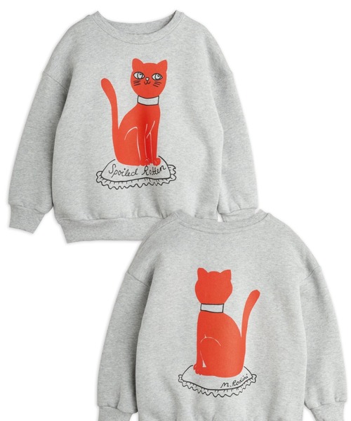 Mini Rodini(ミニロディーニ)の「mini rodini / キャットスウェット(スウェット・キッズ・ホワイト/杢グレー・80/86/92/98/104/110/116/122)」の8枚目の写真