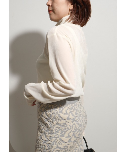 palm RICHE(ポームリシュ)の「チュールフロッキーTOPS(Tシャツ/カットソー・レディース・アイボリー/ブラック・M)」の11枚目の写真