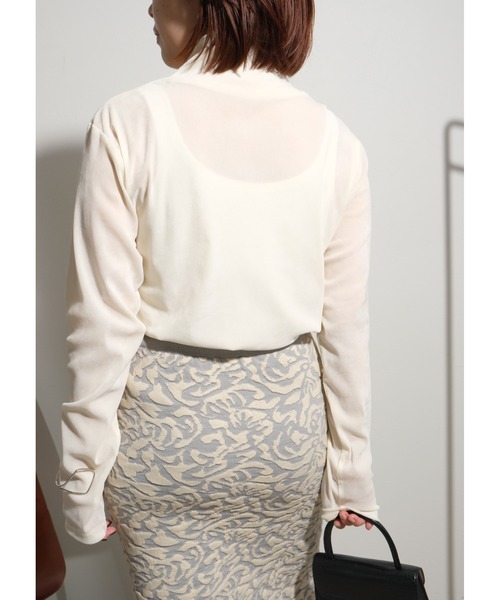 palm RICHE(ポームリシュ)の「チュールフロッキーTOPS(Tシャツ/カットソー・レディース・アイボリー/ブラック・M)」の12枚目の写真