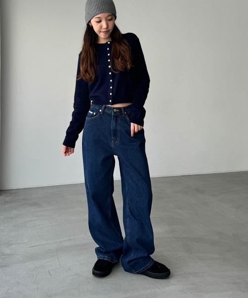 CANAL JEAN（キャナルジーン）の「El mar　クルーネックボタンニットカーディガン（カーディガン/ボレロ・レディース・ネイビー/イエロー/グレー・ONE SIZE）」の9枚目の写真