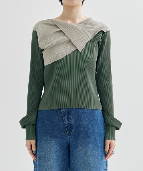 kotohayokozawa/コトハヨコザワ】ドレープネックトップス（Tシャツ