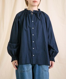 [Brocante / ブロカント] コットンビエラ レデューヴロンシャツ