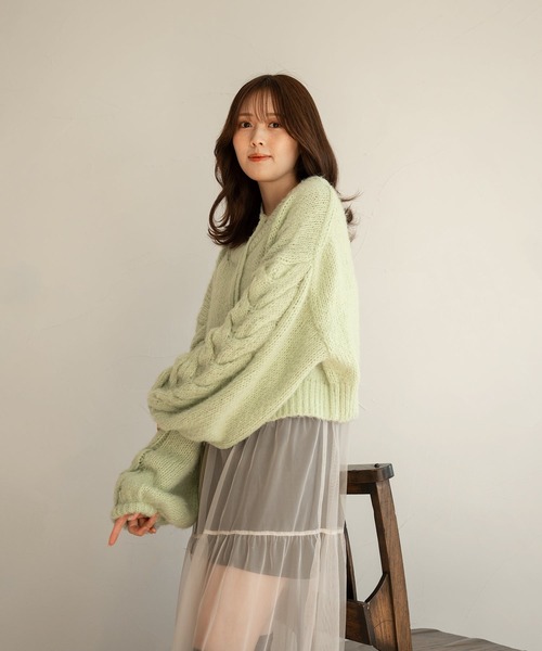 セール】cable sleeve choker knit / ケーブルスリーブチョーカー