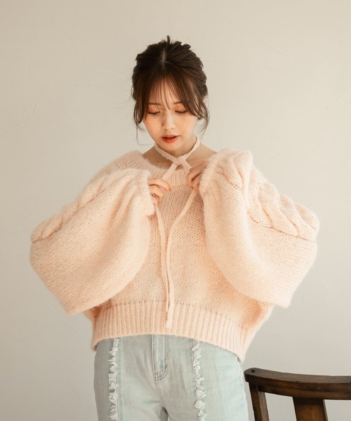 極美品♪ エディットフォールル モヘヤ ケーブル編み シャギーニット ベージュ 極美品 エディットフォールル モヘヤ ケーブル編み シャギーニット