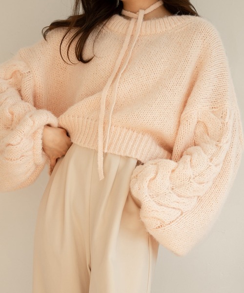 セール】cable sleeve choker knit / ケーブルスリーブチョーカー