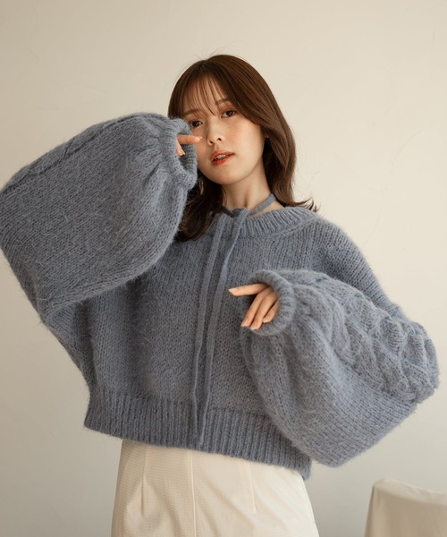 セール】cable sleeve choker knit / ケーブルスリーブチョーカー