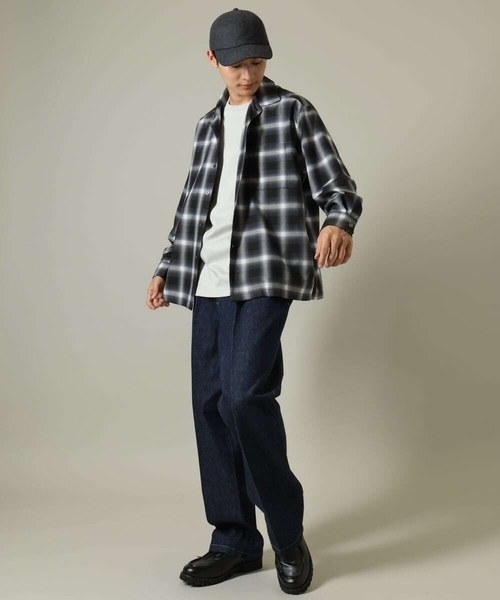 a.v.v（アーヴェヴェ）の「【イージーケア】オンブレチェックオープンカラーシャツ（シャツ/ブラウス・メンズ・ライトブラウン/ブラック・48/46/50）」の5枚目の写真