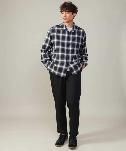 a.v.v（アーヴェヴェ）の「【イージーケア】オンブレチェックオープンカラーシャツ（シャツ/ブラウス・メンズ・ライトブラウン/ブラック・48/46/50）」の6枚目の写真