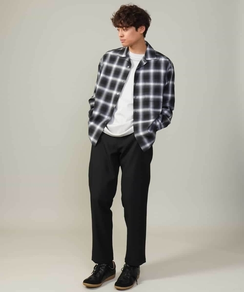 a.v.v（アーヴェヴェ）の「【イージーケア】オンブレチェックオープンカラーシャツ（シャツ/ブラウス・メンズ・ライトブラウン/ブラック・48/46/50）」の7枚目の写真