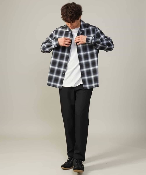 a.v.v（アーヴェヴェ）の「【イージーケア】オンブレチェックオープンカラーシャツ（シャツ/ブラウス・メンズ・ライトブラウン/ブラック・48/46/50）」の8枚目の写真