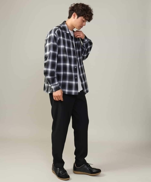 a.v.v（アーヴェヴェ）の「【イージーケア】オンブレチェックオープンカラーシャツ（シャツ/ブラウス・メンズ・ライトブラウン/ブラック・48/46/50）」の9枚目の写真