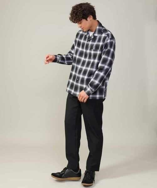 a.v.v（アーヴェヴェ）の「【イージーケア】オンブレチェックオープンカラーシャツ（シャツ/ブラウス・メンズ・ライトブラウン/ブラック・48/46/50）」の10枚目の写真