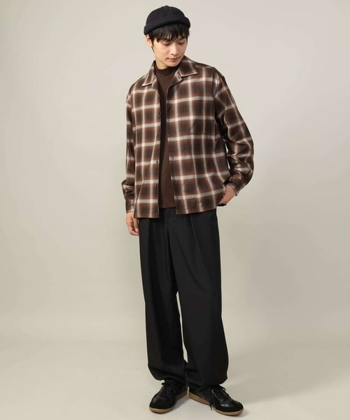a.v.v（アーヴェヴェ）の「【イージーケア】オンブレチェックオープンカラーシャツ（シャツ/ブラウス・メンズ・ライトブラウン/ブラック・48/46/50）」の14枚目の写真
