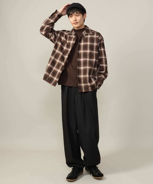 a.v.v（アーヴェヴェ）の「【イージーケア】オンブレチェックオープンカラーシャツ（シャツ/ブラウス・メンズ・ライトブラウン/ブラック・48/46/50）」の15枚目の写真