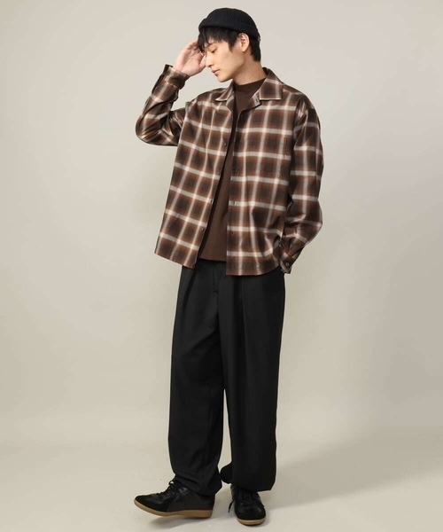 a.v.v（アーヴェヴェ）の「【イージーケア】オンブレチェックオープンカラーシャツ（シャツ/ブラウス・メンズ・ライトブラウン/ブラック・48/46/50）」の17枚目の写真