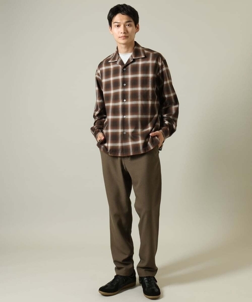 a.v.v（アーヴェヴェ）の「【イージーケア】オンブレチェックオープンカラーシャツ（シャツ/ブラウス・メンズ・ライトブラウン/ブラック・48/46/50）」の20枚目の写真
