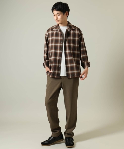 a.v.v（アーヴェヴェ）の「【イージーケア】オンブレチェックオープンカラーシャツ（シャツ/ブラウス・メンズ・ライトブラウン/ブラック・48/46/50）」の22枚目の写真
