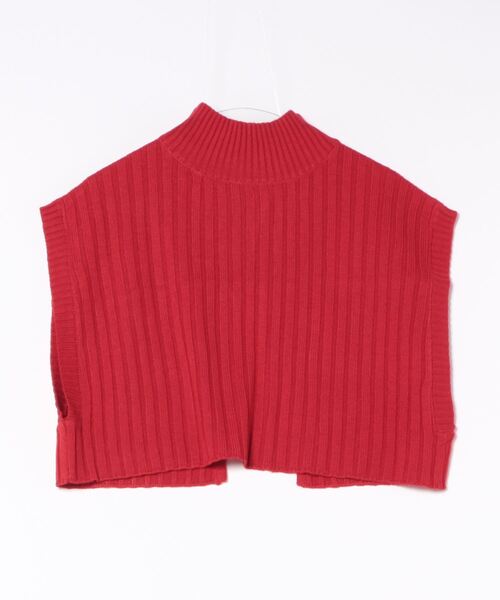 STYLEBLOCK（スタイルブロック）の「Aバルキーワイドリブ編みハイネックショートトップス（ニット/セーター・レディース・レッド/アイボリー/ライトベージュ/グレイッシュベージュ/ブラック/オリーブ・M）」の6枚目の写真
