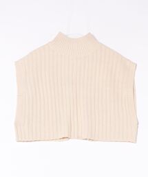 Aバルキーワイドリブ編みハイネックショートトップス