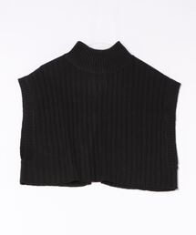 Aバルキーワイドリブ編みハイネックショートトップス