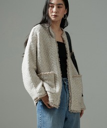 SALON adam et rope' | ラメツイードクルーネックジャケット(カーディガン/ボレロ)