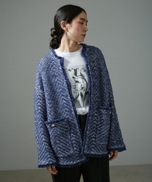 SALON adam et rope' | ラメツイードクルーネックジャケット(カーディガン/ボレロ)