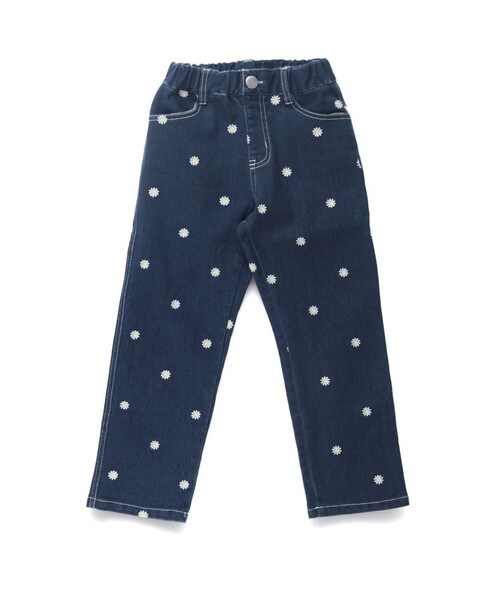 EDWIN（エドウィン）の「【Ou? by EDWIN】フラワー刺しゅうデニムパンツ（デニムパンツ・キッズ・ネイビー・90/100/110/120/130/140/150）」の9枚目の写真