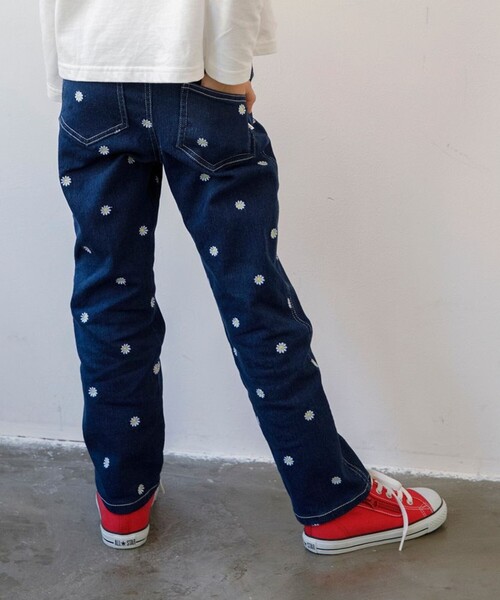 EDWIN（エドウィン）の「【Ou? by EDWIN】フラワー刺しゅうデニムパンツ（デニムパンツ・キッズ・ネイビー・90/100/110/120/130/140/150）」の10枚目の写真
