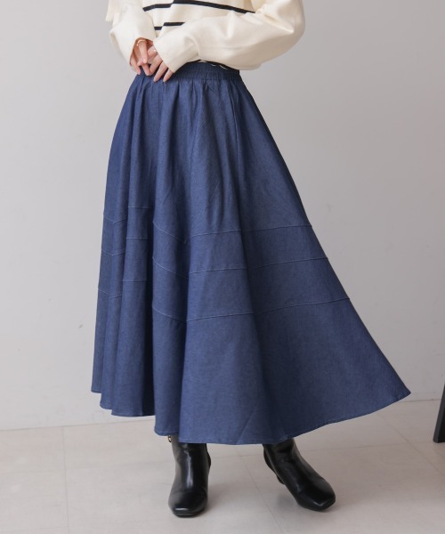 Bou Jeloud（ブージュルード）の「切替フレアデニムスカート（デニムスカート・レディース・ブルー/ブラック・FREE）」の5枚目の写真