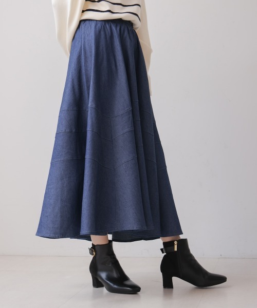 Bou Jeloud（ブージュルード）の「切替フレアデニムスカート（デニムスカート・レディース・ブルー/ブラック・FREE）」の6枚目の写真