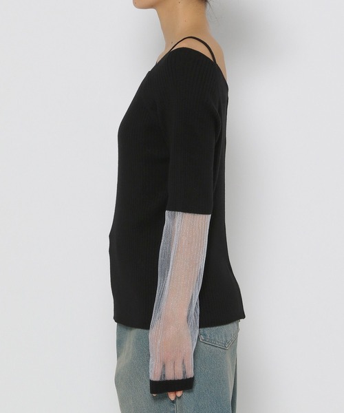 LOWRYS FARM（ローリーズファーム）の「イソザイシアーニットＰＯＬＳ 143602（ニット/セーター・レディース・ブラック/アイボリー/ピンク・FREE）」の12枚目の写真