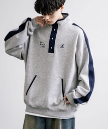 KANGOL カンゴール 別注コラボ オーバーサイズ裏起毛ワンポイントロゴ刺繍ハーフボタンスウェット