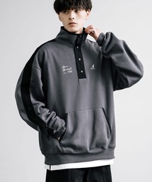 KANGOL カンゴール 別注コラボ オーバーサイズ裏起毛ワンポイントロゴ刺繍ハーフボタンスウェット