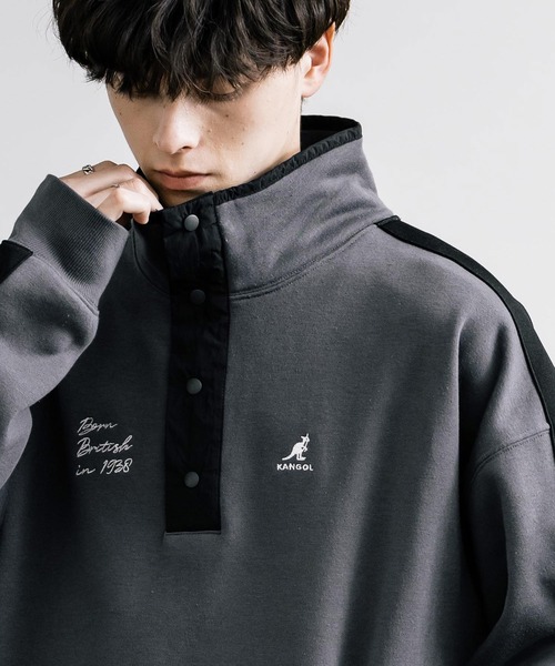 KANGOL(カンゴール)の「KANGOL カンゴール 別注コラボ オーバーサイズ裏起毛ワンポイントロゴ刺繍ハーフボタンスウェット(スウェット・メンズ・チャコール/アイボリー/グレー・M/L/XL)」の18枚目の写真