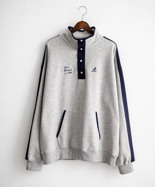 KANGOL(カンゴール)の「KANGOL カンゴール 別注コラボ オーバーサイズ裏起毛ワンポイントロゴ刺繍ハーフボタンスウェット(スウェット・メンズ・チャコール/アイボリー/グレー・M/L/XL)」の19枚目の写真