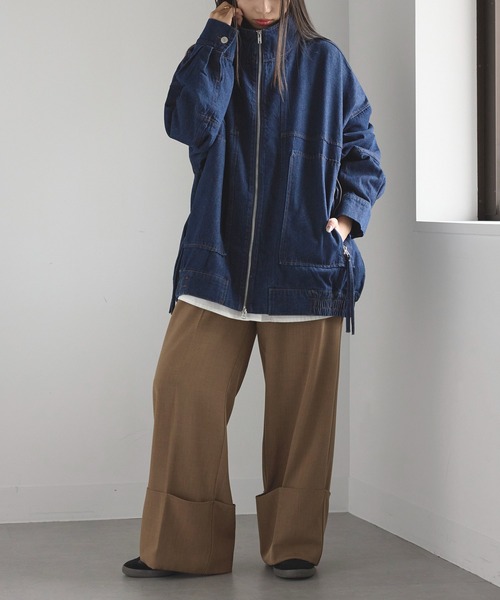 MAISON BREEZE(メゾンブリーズ)の「【MAISON BREEZE】デニムWジップスタンドブルゾン DTK(ブルゾン・レディース・ブラック/グレー/ブルー/インディゴブルー・FREE)」の6枚目の写真
