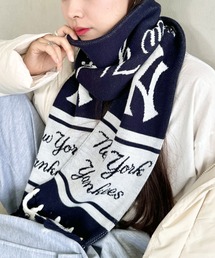 INFIELDERDESIGN×MLB ステッチロゴマフラー ブラック/グリーン INFIELDER DESIGN×MLB : MLB STITCH MUFF SOLID &