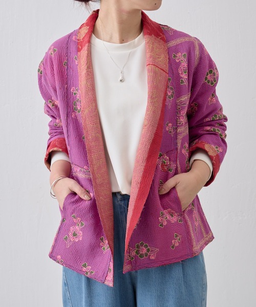 LIVETART(リヴェタート)の「カンタショールカラージャケット(ブルゾン・レディース・パープル系その他2/オレンジ系その他2/グリーン/グリーン系その他/パープル系その他/レッド/チャコールグレー/パープル/オレンジ・FREE)」の6枚目の写真